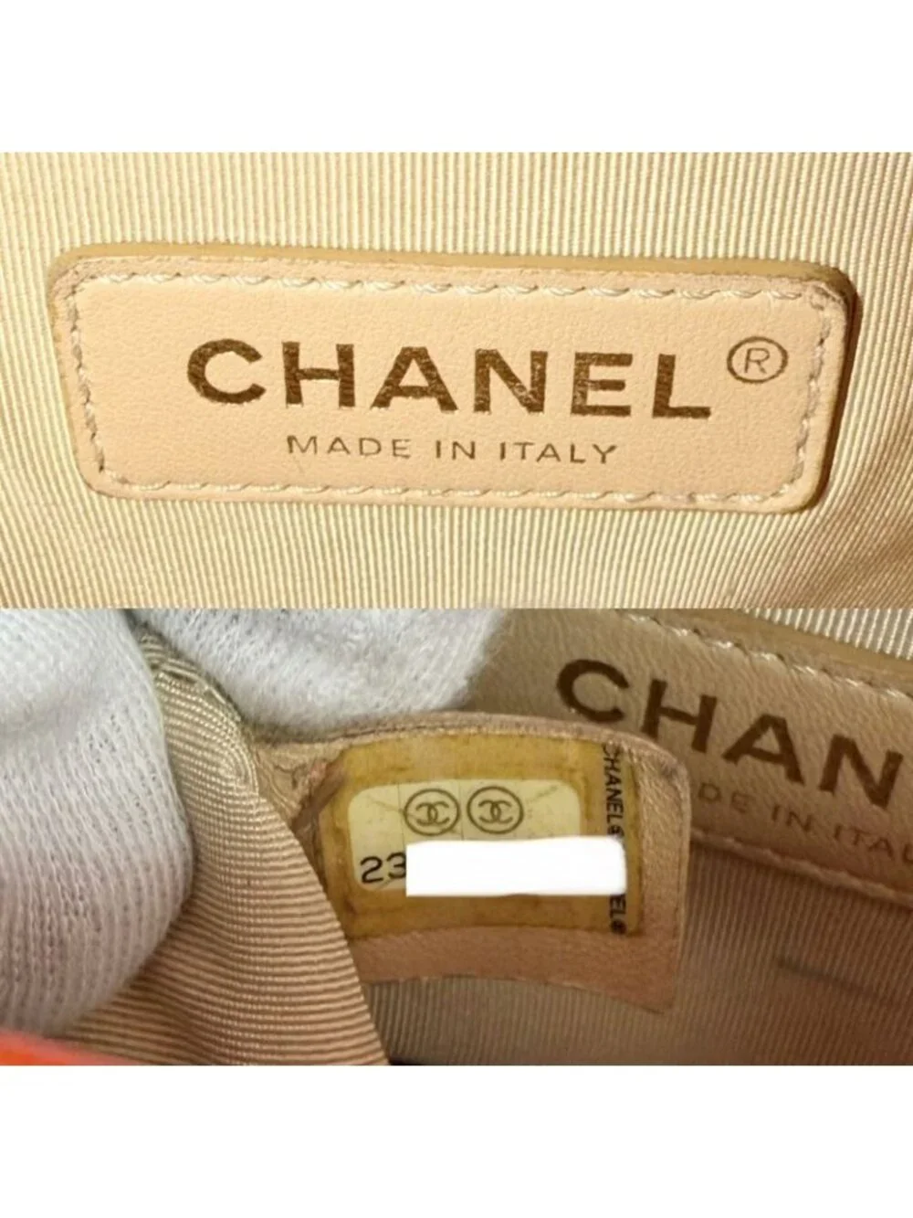 Chanel Shoulder Bag Click Label Quilted Chain Crossbody Leather Orange Gold - Picture 5 of 8